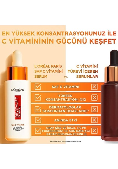 L Oréal Paris Revitalift Clinical%12 Saf C Vitamini Aydınlatıcı Serum 2'li