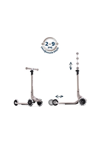 Smartrike Xtend Mini+ 2 Aşamalı Büyüyen Çocuk Scooter 2-9 Yaş Katlanabilir Led Tekerlekli Space Grey