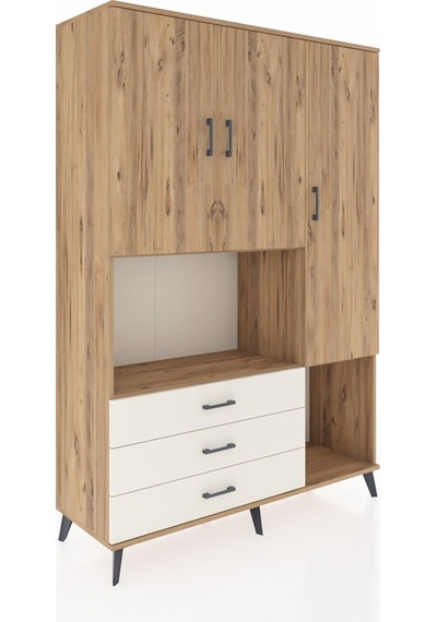 Hyperion Dolap 6 Raflı 3 Çekmeceli 3 Kapaklı 132x44x195 Çam-ç... Çam