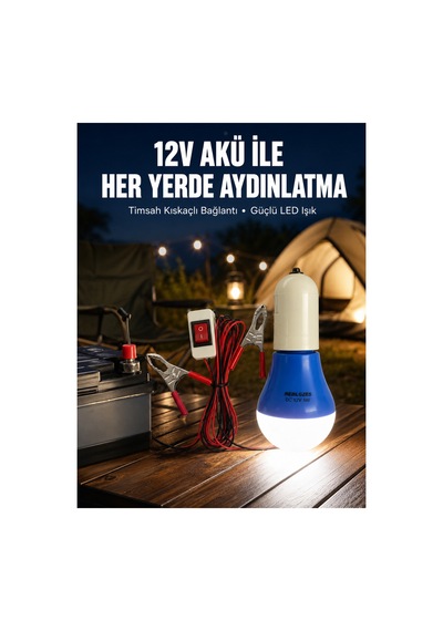 Novento 12v Led Ampul Timsah Kıskaçlı Taşınabilir Aydınlatma