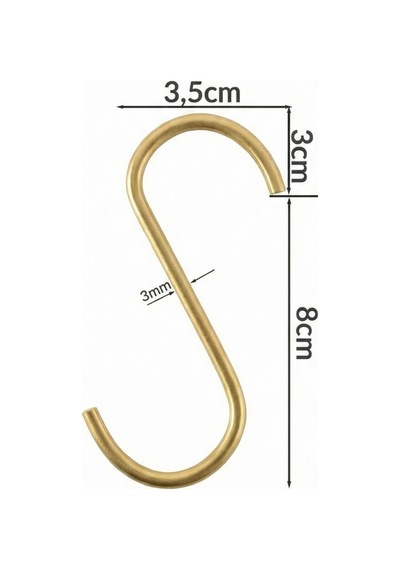8 Cm Gold S Kanca - 10 Lu Avantaj Paketi - Çok Amaçlı Dekoratif Askı
