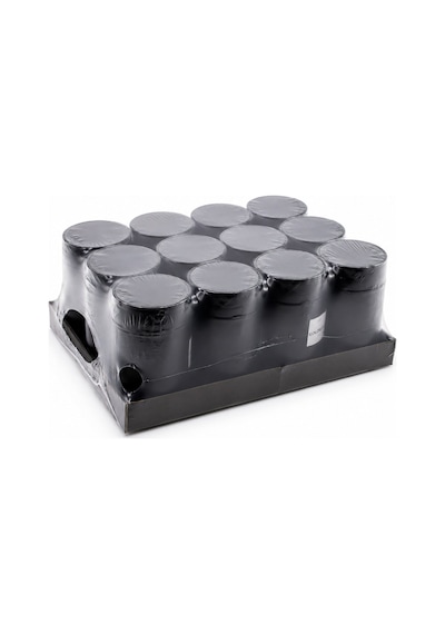 Qlux C-00570 Küllük 660cc No-08 Cıgarette Siyah Cam Kül Tablası Siyah Plastik Kapak - 12'li Paket