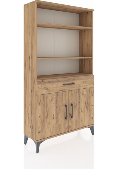 Arges Dolap 3 Raflı Tek Çekmeceli 2 Kapaklı 88x30x163 Çam-çam Atlas Çam