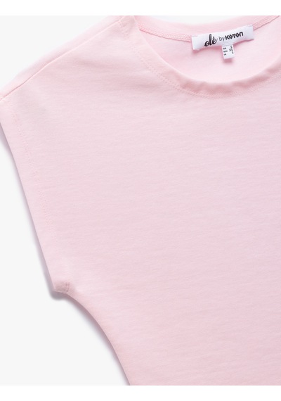 Koton Bisiklet Yaka Kolsuz Modal Karışımlı Slim Fit Crop Kadın Tişört Pembe 5sal10053ık Gül