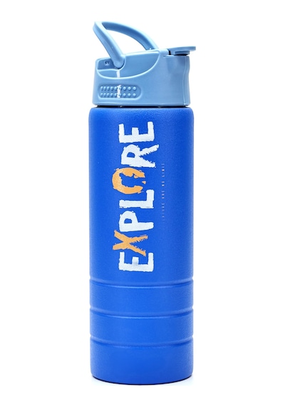 Paslanmaz 304 Çelik Matara Pipetli Motivasyon Matarası Suluğu 304 Çelik Suluk Mavi 750 Ml 1156 Mavi