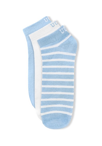Ucla Lıoren 3'lü Gök Mavisi Kısa Jakarlı Pamuk Standard Fit Unisex Çorap