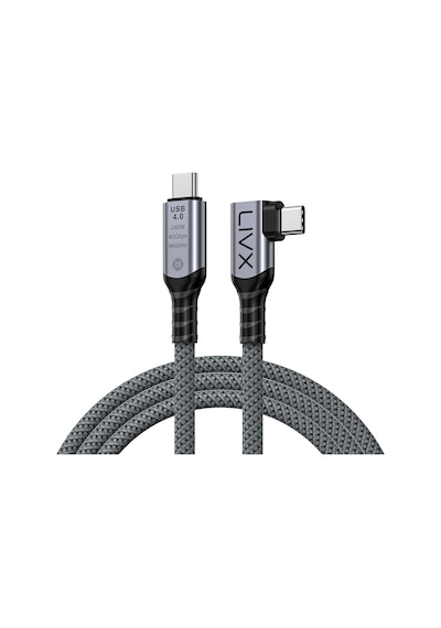 Usb4 Kablo 90 Derece Usb-c To Usb-c 40gbps Veri Aktarım, 240w Pd Hızlı Şarj, 8k 60hz Görüntü Desteği, Thunderbolt 3/4 İle Uyumlu, Örgülü Dayanıklı Şarj Ve Data Kablosu Klv-y 50, 50, Santimetre