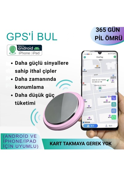 Polham Android Ve Apple Uyumlu iOS iPhone Kayıp Bulucu Airtag, Çocuklar, Evcil Hayvanlar Ve Eşyalar İçin Siyah