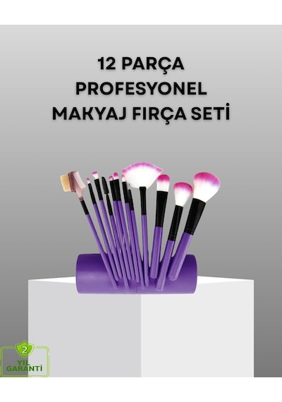 Ultra Yumuşak 12 Li Makyaj Fırça Seti Dökülme Yapmaz Dalin Şampuan İle Temizlenebilir