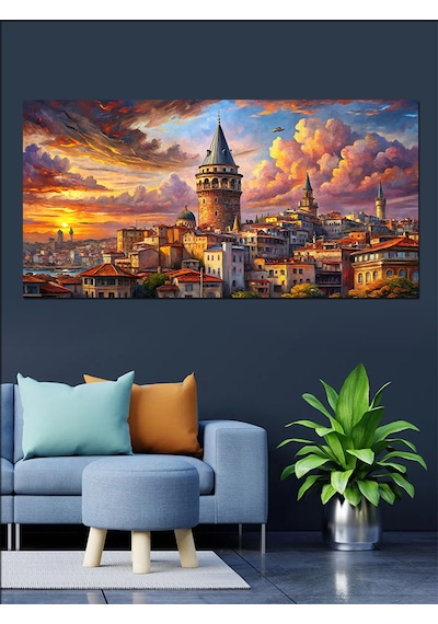 Kanvas Tablo Galata Kulesi Gün Batımı