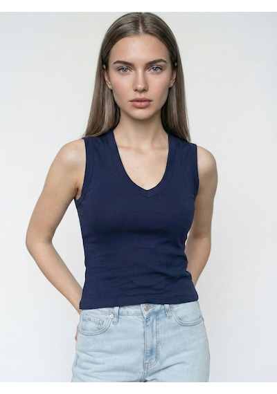 Slim Fit Kadın Bluz K.kol Lacivert