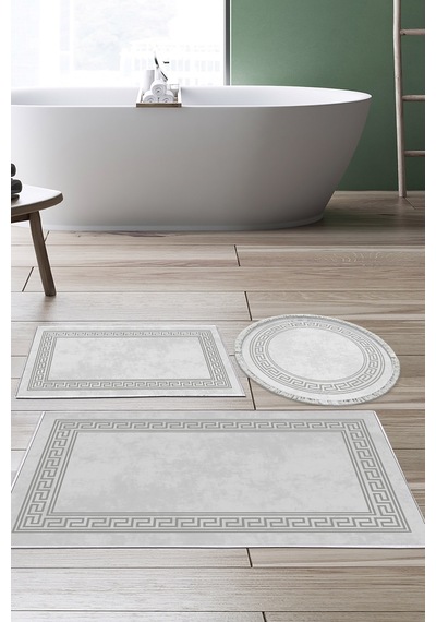 Dekoreko Kaymaz Taban Djt 3 Lü Banyo Paspas Takımı Trend Karışık Modern 626m gri