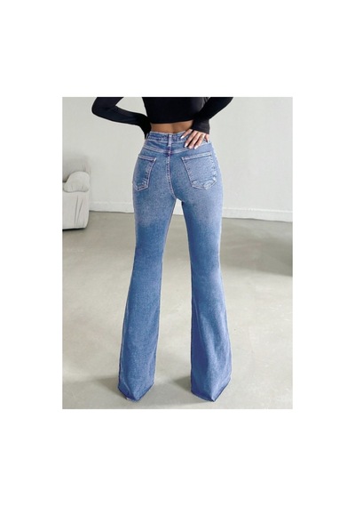 Kene Jeans Paça Kesik İşlemli Buz Mavi İspanyol Paça Buz Mavi