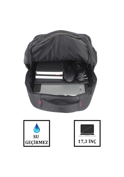 Case Club 2114 Büyük Laptop Sırt Çantası 17 İnç Kılıf Hediyeli Günlük Okul Sırt Çantası Siyah