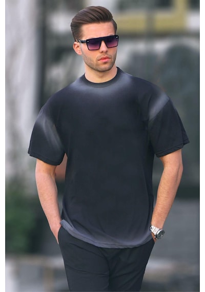 Madmext Siyah Oversize Basic Tişört 6123-siyah Siyah