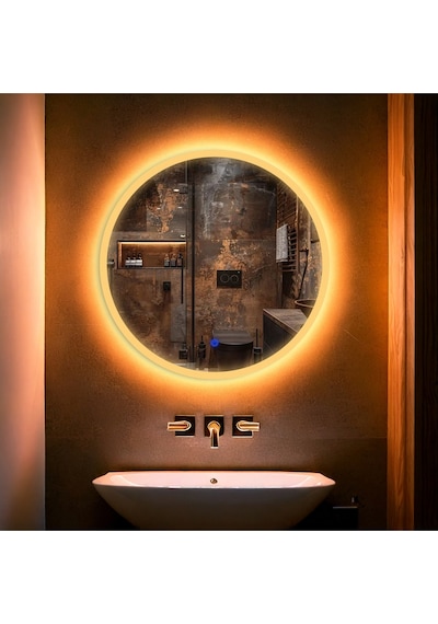Orbit Led'li Kumlamalı Lavabo & Banyo Aynası Dokunmatik Sensörlü 60 X 60 Turuncu