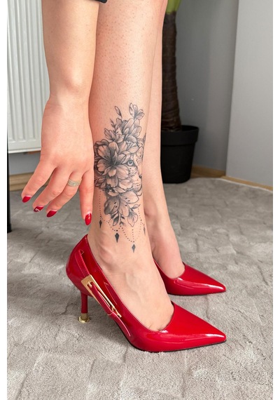 Preshley Kadın Fascino Kırmızı Rugan Stiletto Topuklu Ayakkabı Kırmızı Rugan