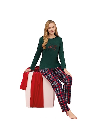 Over Sleep By Poleren Over Sleep 3262 Kadın Yılbaşı Pijama Takımı Kırmızı