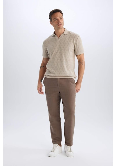 DeFacto %100 Pamuk Yazlık Jogger Pantolon Regular Fit Normal Kesim Keten Görünümlü Düz Paça Cepli B4138AX25SPKH487