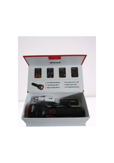 Wıson Ws-5572 20w Uzun Menzilli Şarjlı Metal El Feneri 5332 Çok Renkli
