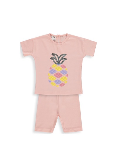 Civil Baby Ananas Nakışlı 6-18 Ay Takım - Pudra Somon