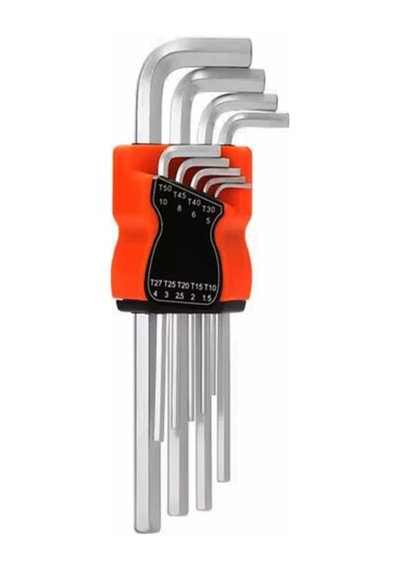 9 Parça Krom Uzun Düz Alyan 180mm Seti Çok Renkli