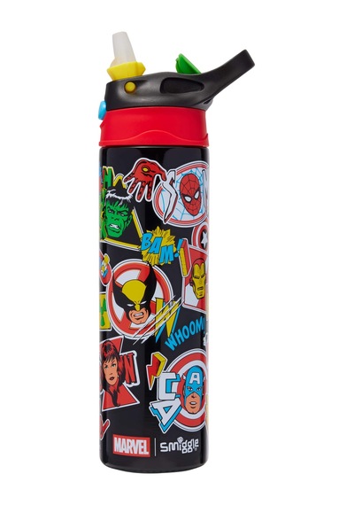 Smiggle - Marvel Yalıtımlı Paslanmaz Çelik Otomatik Pipetli Suluk 520ml Çok Renkli
