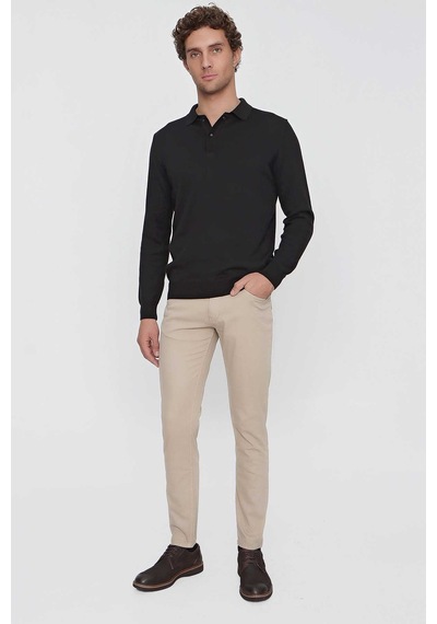 Morven Basic Dinamik Fit Rahat Kesim Polo Yaka Triko Kazak 99kc017001001 Siyah