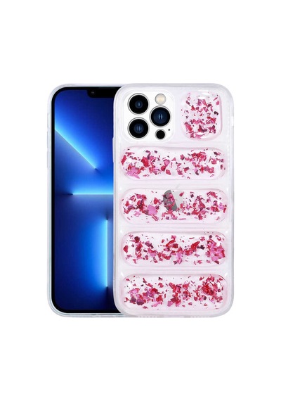 Zore İphone 13 Pro Uyumlu Kamera Korumalı Simli Aihttg'li Nvth Dalga Kılıf-pembe Koyu