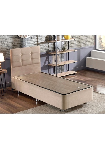 Nironyatak Niron Polo Baza Ve Başlık Seti - 90X190 Cm Tek Kişilik Sütlü Kahv