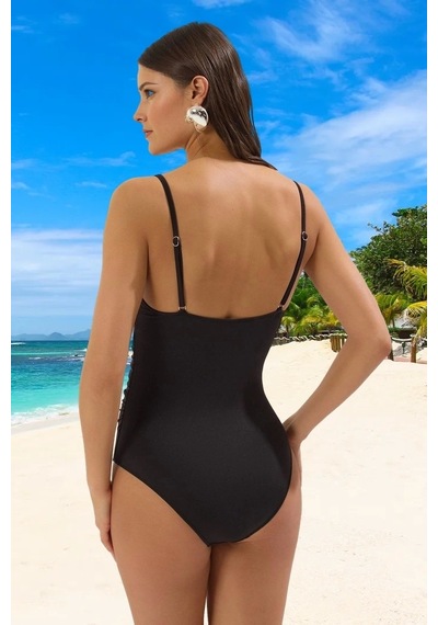 Ersefa Yüzme Kıyafeti Tasarım Mayo Şık Detaylı Ergonomik Kesim Swimsuit Siyah