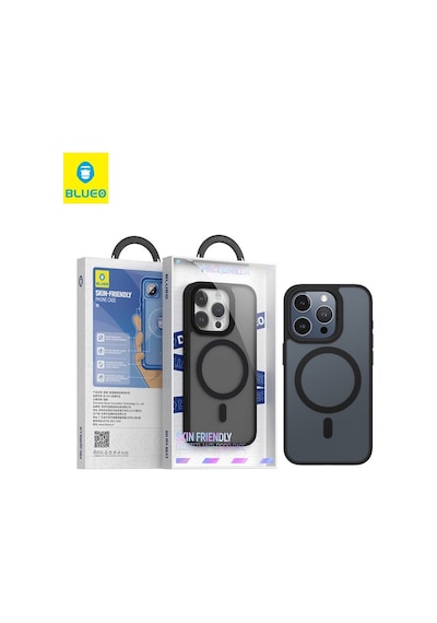 Apple Uyumlu iPhone Blueo 15 Siyah Frosted Skin Friendly Telefon Kılıf.