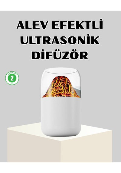 Ultrasonik Alev Efektli Aromaterapi Difüzörü Usb Şarjlı Ve Otomatik Kapanma Özellikli Çr