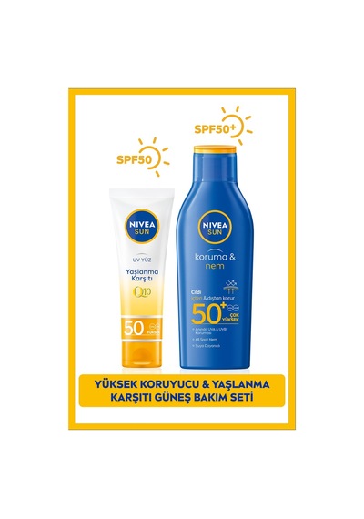 Nivea Q10 Yüz Bakım Kremi SPF50 50 ML + Güneş Koruyucu Losyon SPF50+ 200 ML