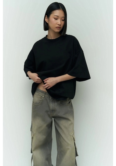 I Like Mama Beyaz Oversize Siyah