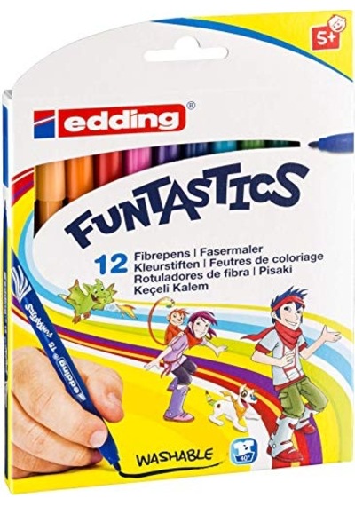 15 Funtastıcs Çocuklar İçin İnce Uçlu Keçeli Kalem 12'li Set - 1 Mm Yuvarlak Uç