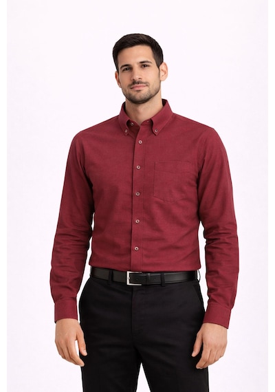 Dormen Uzun Kol Klasik Erkek Regular Fit Gömlek 7607 Bordo