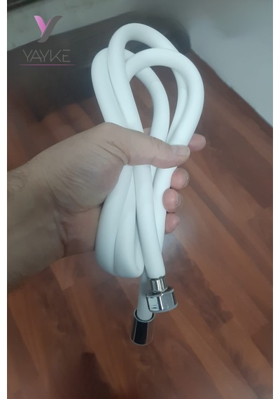 Yayke Yumuşak Silikon Duş Hortumu Kırılmaz Kopmaz Beyaz