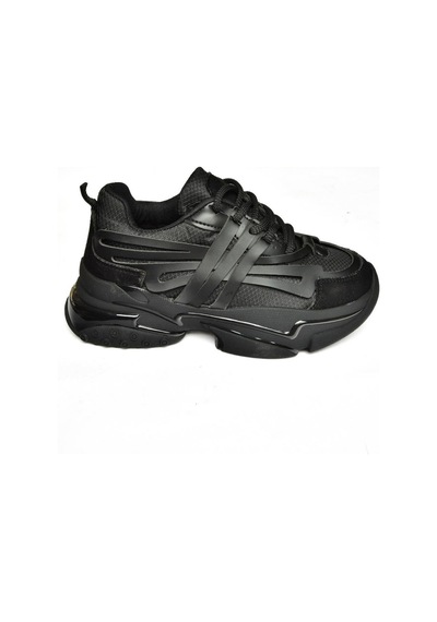 Fox Shoes S973602404 Siyah Kumaş Kalın Tabanlı Spor Ayakkabı Sneakers Siyah