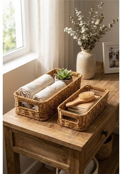 2'li Hasır Rattan Organizer Sepet Seti Kulplu Dekoratif Düzenleyici Sepet Çok Amaçlı Raf Dolap Banyo Mutfak Organizeri Doğal Hasır Sepet Büyük & Küçük Boy Kahverengi Kahverengi 2'li Hasır Rattan Organizer Sepet Seti Kulplu Dekoratif Düzenleyici Sepet Çok Amaçlı Raf Dolap Banyo Mutfak Organizeri Doğal Hasır Sepet Büyük & Küçük Boy Kahverengi Kahverengi