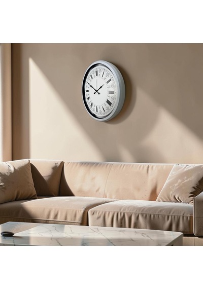 Beyaz Motifli Tasarım 52 Cm Metal Duvar Saati Diğer