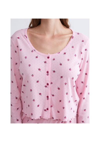 Lcw Dream Pembe Petite U Yaka Çiçekli Kadın Pijama Takımı