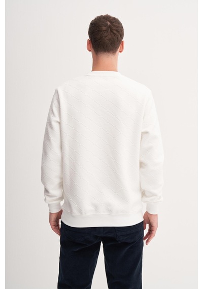 Cazador 53410 Erkek Bisiklet Yaka Sweatshirt Ekru