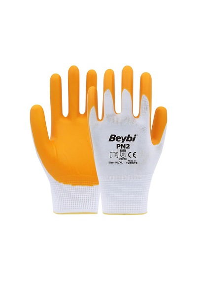 Beybi Pn2 Nitril Poli Beyaz Sarı Eldiven 10