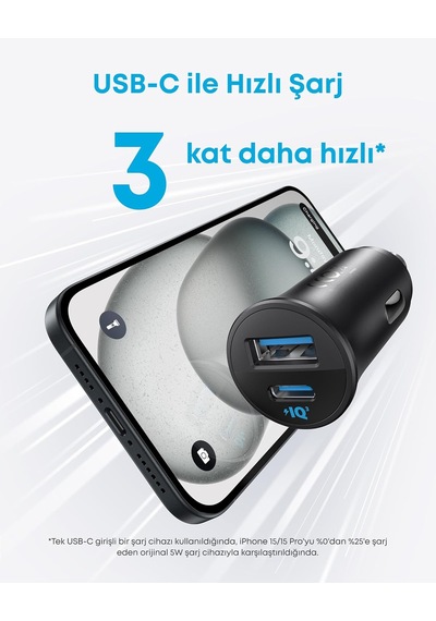 Lexroo Usb-c Araç Şarj Cihazı, 30w, 2 Bağlantı Noktalı, Powerıq 3.0, Siyah - A2741