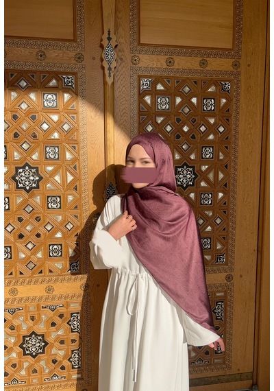 Qalortex Scarf Pamuklu Soft İnci Desen Şal-vişne Çürüğü Vizon