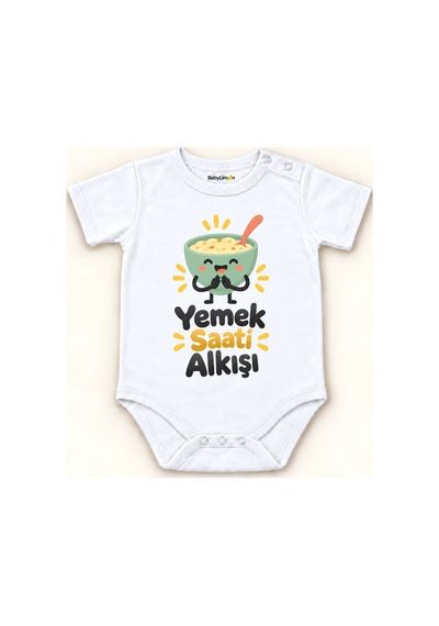 Babylimon Yemek Saati Alkışı Beyaz Kısa Kollu Çıtçıtlı Bebek Zıbını Beyaz - Yemek Saati Alkışı - 928161924 Beyaz - Yemek Saati Alkışı