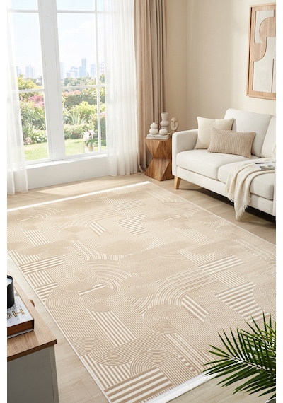 Mariesse Home Agra Serisi Akrilik Dokuma Salon Mutfak Yolluk Makine Halısı 888 Bej