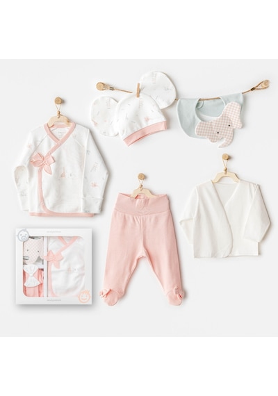 Andywawa Bebek Hastane Çıkışı 5 Pcs Newborn Set Love Famıly Ecru Ekru