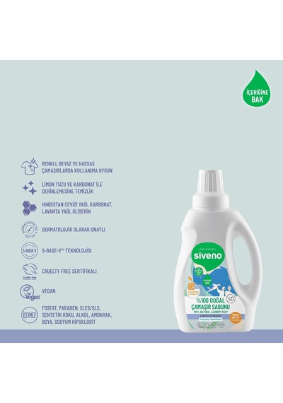 %100 Doğal Çamaşır Sabunu Bitkisel Deterjan Yumuşatıcı Gerektirmez Konsantre Vegan 750 Ml